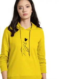 BAESD Women Yellow Hooded Sweatshirt