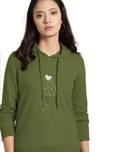 BAESD Women Green Hooded Sweatshirt