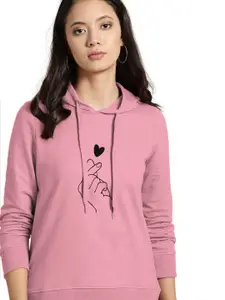 BAESD Women Pink Hooded Sweatshirt