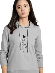 BAESD Women Grey Hooded Sweatshirt