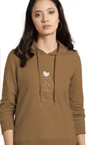 BAESD Women Brown Hooded Sweatshirt