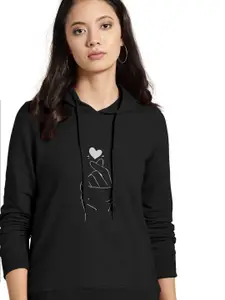 BAESD Women Black Hooded Sweatshirt