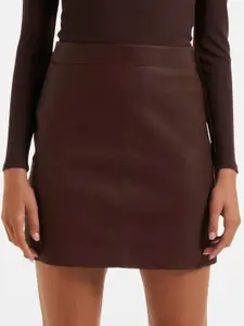 Forever New Vegan Leather Straight Mini Skirt
