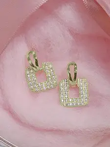 OOMPH Cubic Zirconia Studded Square Drop Earrings
