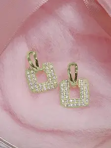 OOMPH Cubic Zirconia Studded Square Drop Earrings