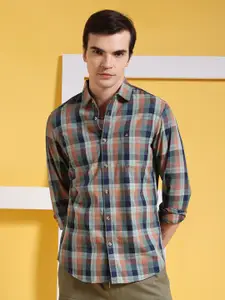 The Indian Garage Co Slim Fit Tartan Pure Cotton Checked Casual Shirt