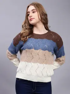 Albion Open Knit Self Design Woollen Pullover Sweater