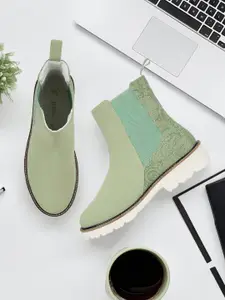 yoho Women Printed PU Mid-Top Chelsea Boots