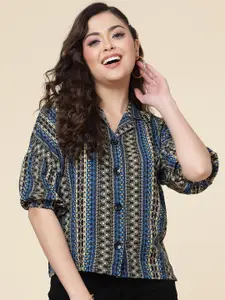 Colors  of Earth Classic Geometric Printed Boxy Casual Shirt