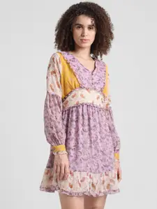 ONLY Lavender Print Chiffon Fit & Flare Dress
