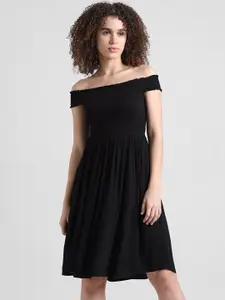 ONLY Off-Shoulder Smocked Fit & Flare Dress