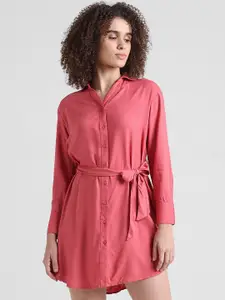ONLY Cuffed Sleeves Belted Shirt Dress