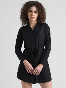 ONLY Cuffed Sleeves Belted Mini Shirt Dress