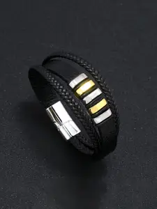 The Roadster Lifestyle Co. Men Black Leather Braided Multistrand Bracelet