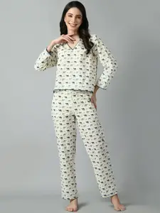 DOISA Conversational Printed Pure Cotton Night Suit