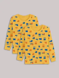 Kanvin Girls Yellow Pack Of 2 Printed Thermal Tops