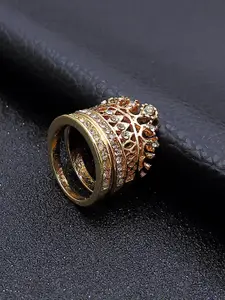 OOMPH CZ-Studded Crown Finger Ring