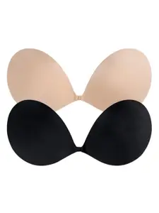 FIMBUL Pack Of 2 Silicon Adhesive Push-Up Strapless Bra