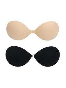 Krelin Pack Of 2 Silicon Adhesive Push-Up Strapless Bra