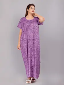 JVSP FASHION Purple Printed Maxi Nightdress