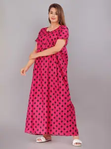 JVSP FASHION Pink Printed Maxi Nightdress