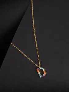 Accessorize London 14K Gold Plated "D" Rainbow Initial Pendant For Women