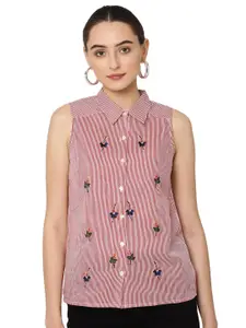 SAVI Pink Striped Cotton Top