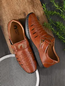 Rising Wolf Men Tan Ethnic Leather Comfort Sandals