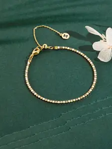 Accessorize Women Gold-Plated Z Pearl & Sparkle Tennis Bracelet