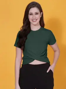 Oomph! Round Neck Short Sleeves Crop Top