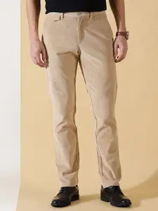 Thomas Scott Men Textured Smart Slim Fit Easy Wash Corduroy Chinos