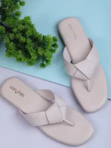 Luxyfeel Textured Open Toe Flats