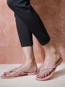 Luxyfeel Textured Open Toe Flats