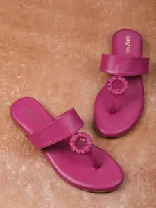 Luxyfeel Textured Open Toe Flats