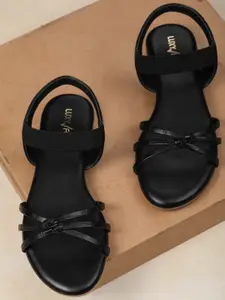 Luxyfeel Textured Open Toe Flats With Backstrap