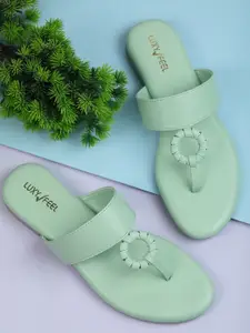 Luxyfeel Textured Open Toe Flats