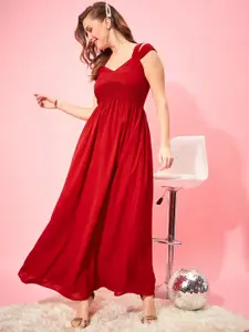 Berrylush Red Sweatheart Neck Maxi Dress