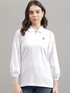 Beverly Hills Polo Club Shirt Collar Puff Sleeves Top