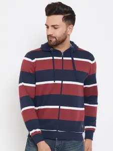 Austin wood Colourblocked Fleece Long Sleeves Hood Front-Open Sweatshirt