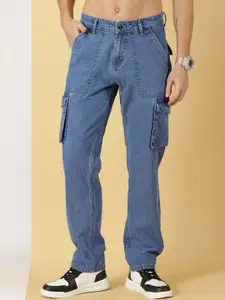 Thomas Scott Men Comfort Relaxed Fit Clean Look Light Fade Pure Cotton Cargo Jeans