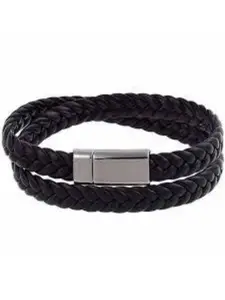 The Roadster Lifestyle Co. Men Black Stainless Steel Braided Multistrand Bracelet