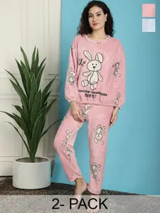 TAG 7 Women Blue & Pink Printed Night suit