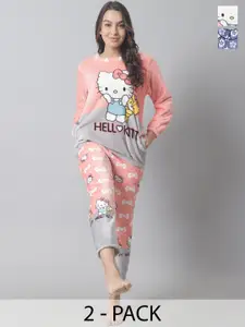 TAG 7 Women Pink & Blue Printed Night suit
