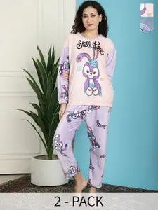 TAG 7 Women Blue & Pink Printed Night suit