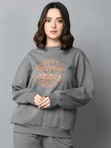 The Roadster Lifestyle Co. Grey Typography Printed Pullover Sweatshirts