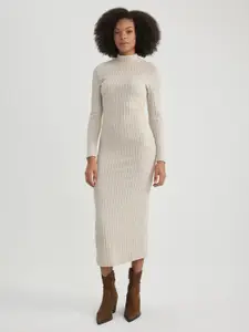 DeFacto Ribbed Striped Bodycon Midi Dress