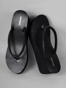 Anouk Black Embellished Wedge Heels