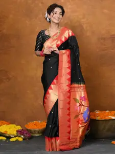 Very Much Indian Black Pure Silk Paithani Saree