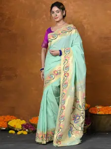 Very Much Indian Sea Green Pure Cotton Paithani Saree