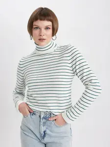 DeFacto Striped Turtle Neck Acrylic Pullover Sweater